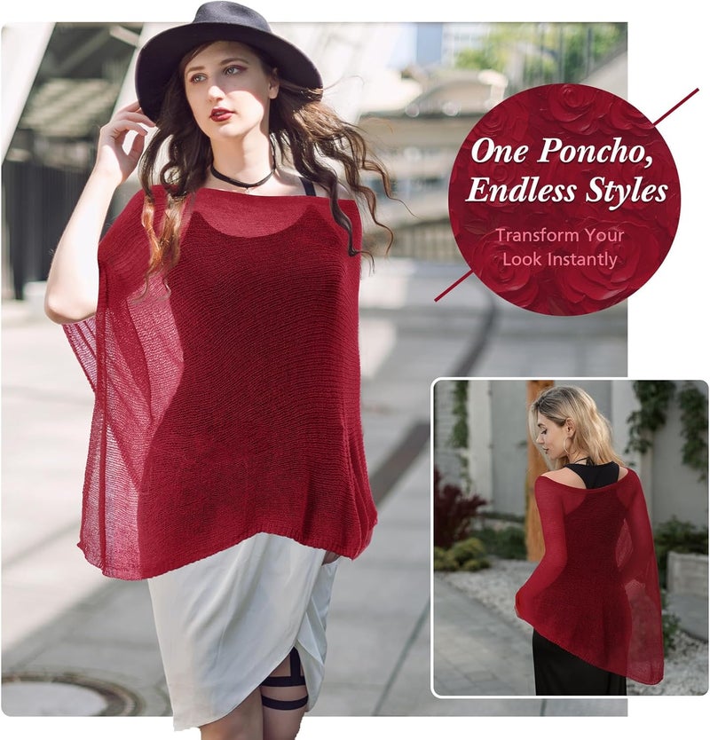 Jamntower 1 Pcs Women Sheer Poncho Shrug Summer Sheer Blouse Top Lightweight Poncho Sheer Bolero for Formal Evening Dress - Image 4